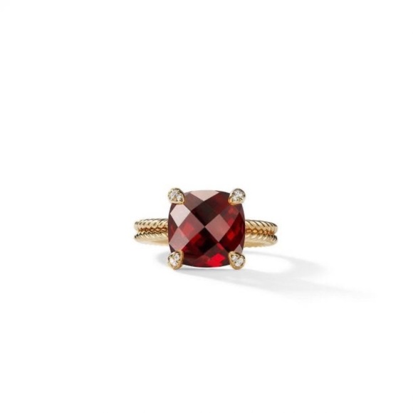 David Yurman CHATELAINE 18K YG  Garnet Ring with Diamonds - Picture 8 of 10
